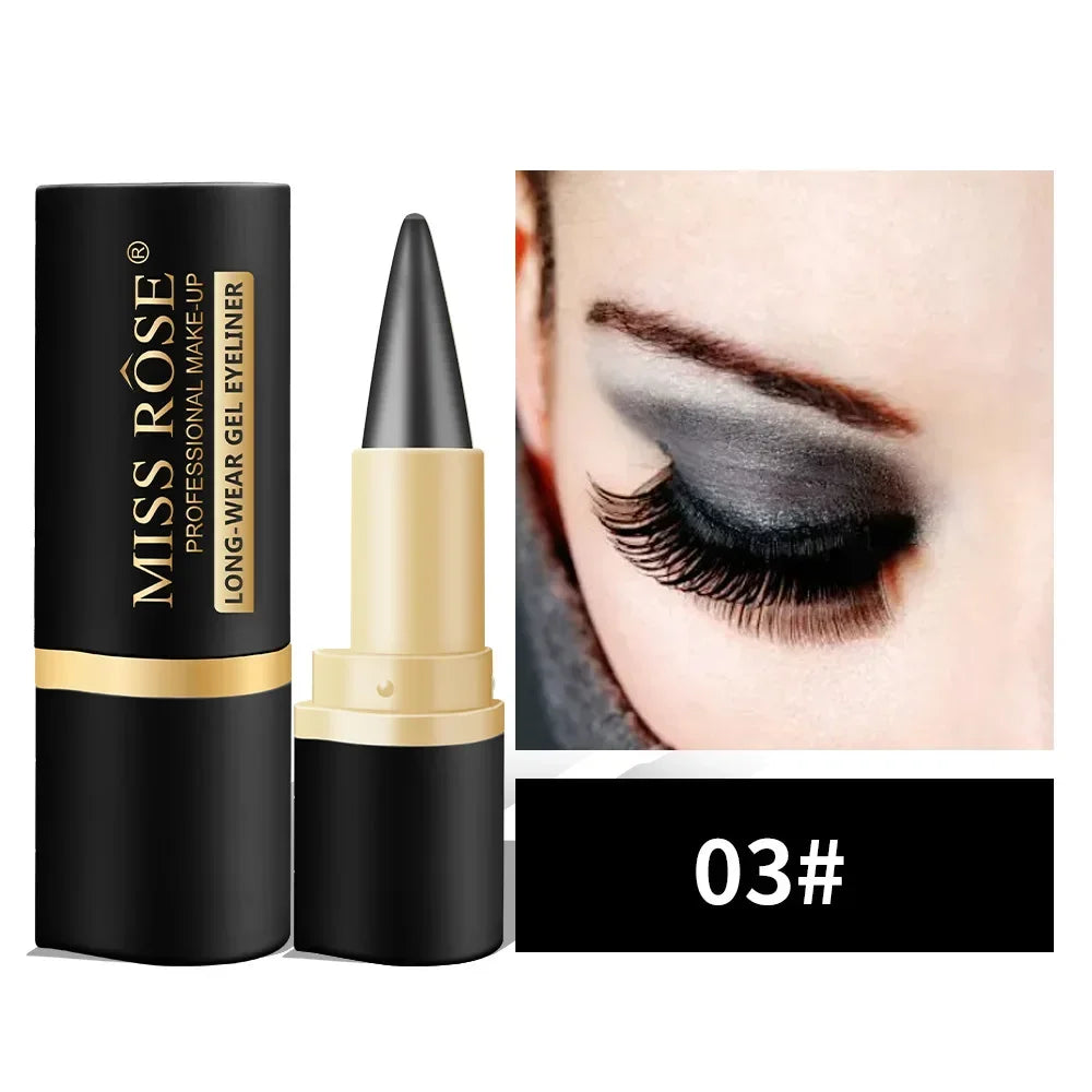 Miss Rose Black Long-Lasting Eye liner Pen Makeup 24-Hour Waterproof Gel Eye Shadow Eyeliner Pencil Kajal Eye Shimmer Cosmetics
