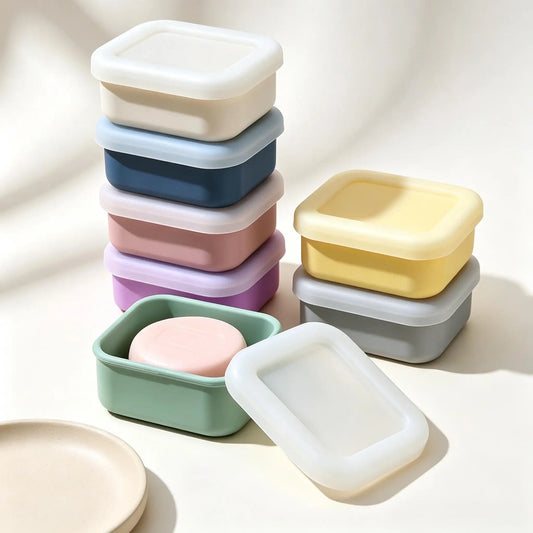 Portable Travel Silicone Soap Box, Waterproof Sealed Mini Bar Soap Holder for Outdoor, Kids & Daily Use