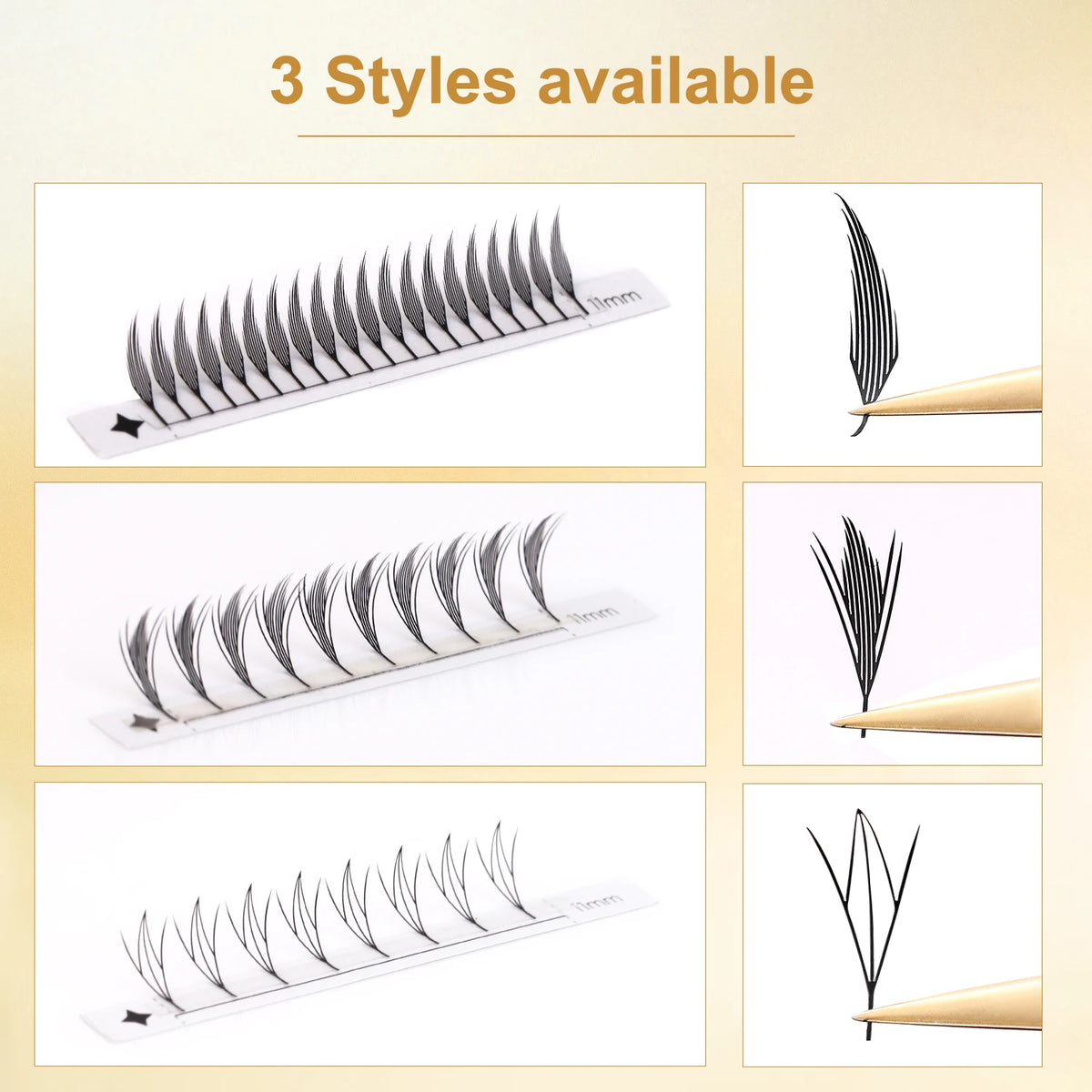 New Tinsel Premade Fans Eyelash Extension Holographic Anime Tower Tips Pro Made Eyelash Comic Feather Super Soft False Eyelashes