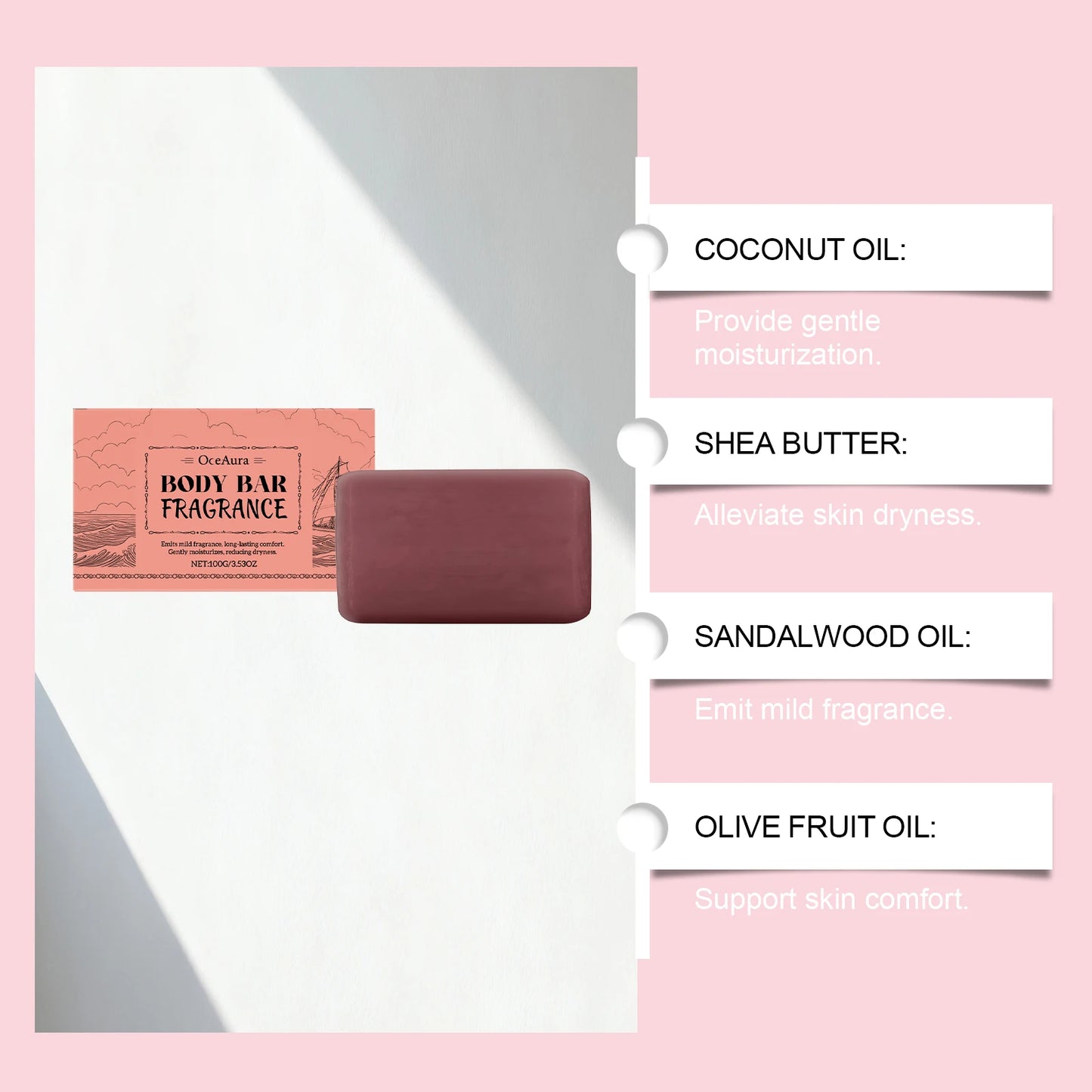 Sandalwood Scented Body Bar Moisturizing Gentle Cleansing Soap for Bath Shower Long-Lasting Fragrance Handmade Natural Skin Care