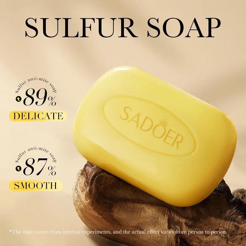1/2pcs SADOER Sulfur Mite Removing Facial Soap Universal Handmade Soap for Body Face Wash Foam Moisturizing Facial Cleanser