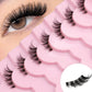 Veltrinay Natural Half Lashes Cat Eyelashes Soft Wispy with Clear Invisible Band Reusable Faux Mink Eyelashes Makeup