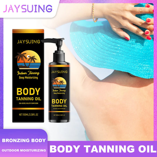 Jaysuing Body Tanning Oil Natural Glow Skin Color Tan Accelerate Outdoor Moisturizing Body Bronzing Drop Unisex Beauty Skin Care