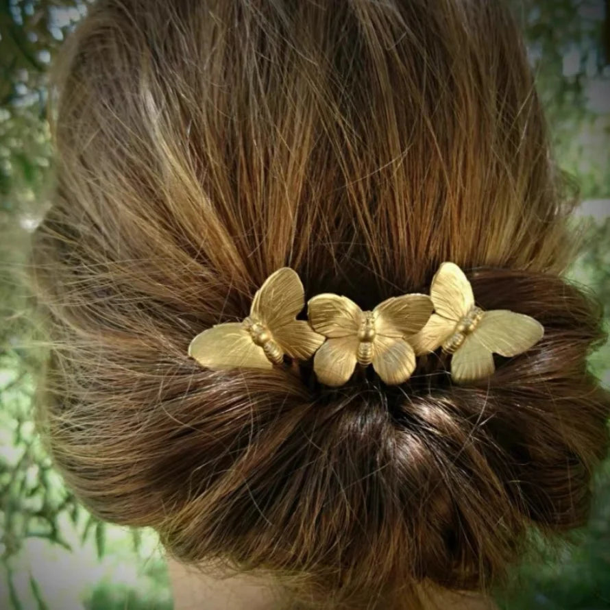 Metal Butterfly Hair Comb For Women Vintage Bridal Hair Clips Pins Bride Hairstyle Fashion Wedding Hair Accessories