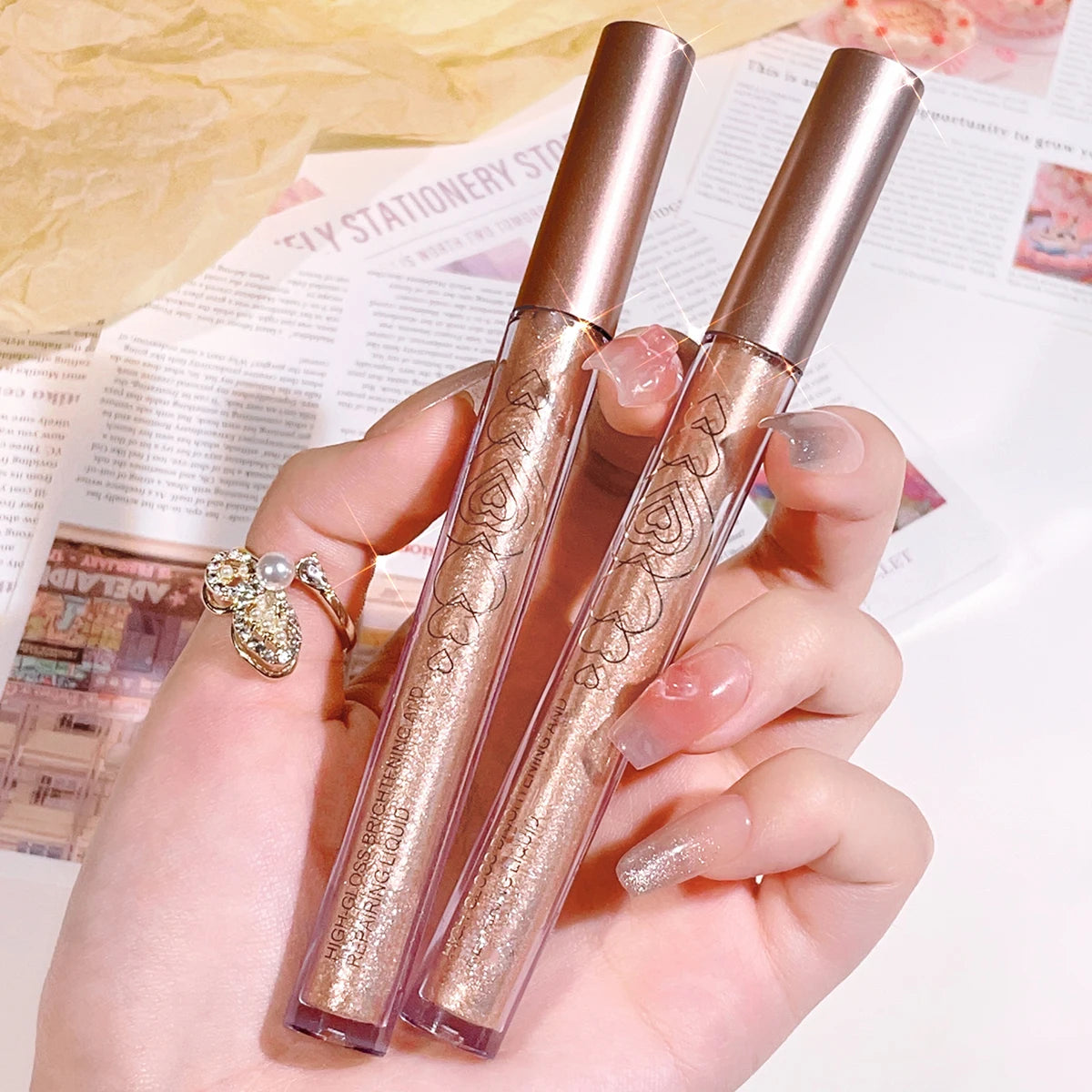 Highlighter Stick, Face Contour, Liquid Shadow, Glitter, Brightening, Concealer, Three-Dimensional Highlighter, Silkworm Pencil