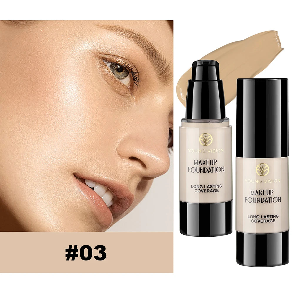 Long-Lasting Waterproof Liquid Foundation with Oil Control & Moisturizing, High Coverage Sweat-Resistant Concealer for Women,
