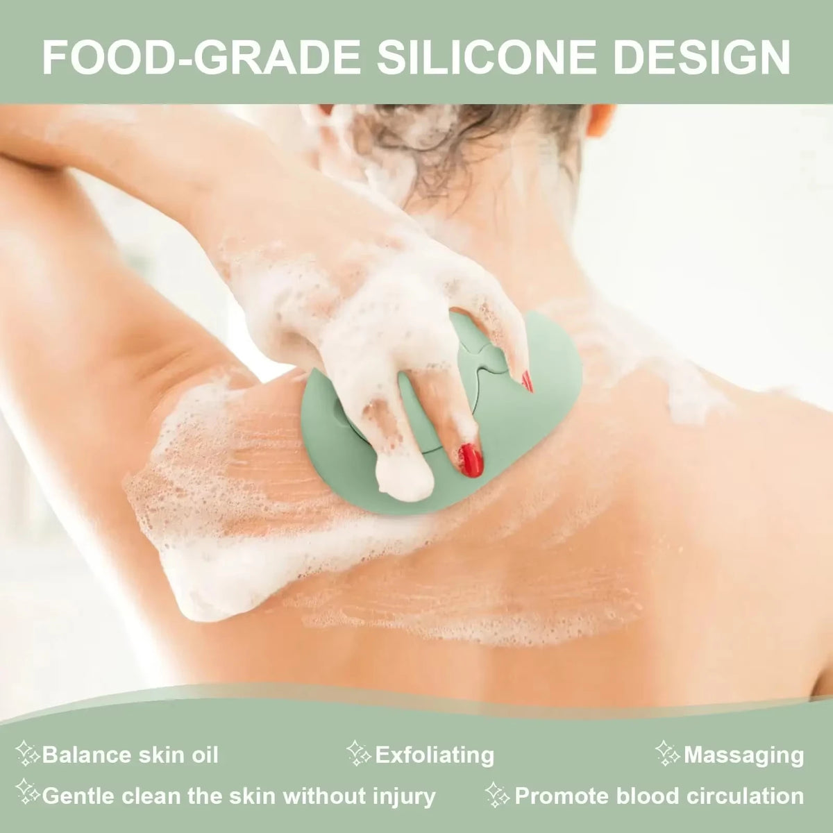 1pc Silicone Body Scrubber Exfoliating Body Scrubber Loofah Brush Refillable Bath Brush Easy Foaming Massage Brush Bathroom