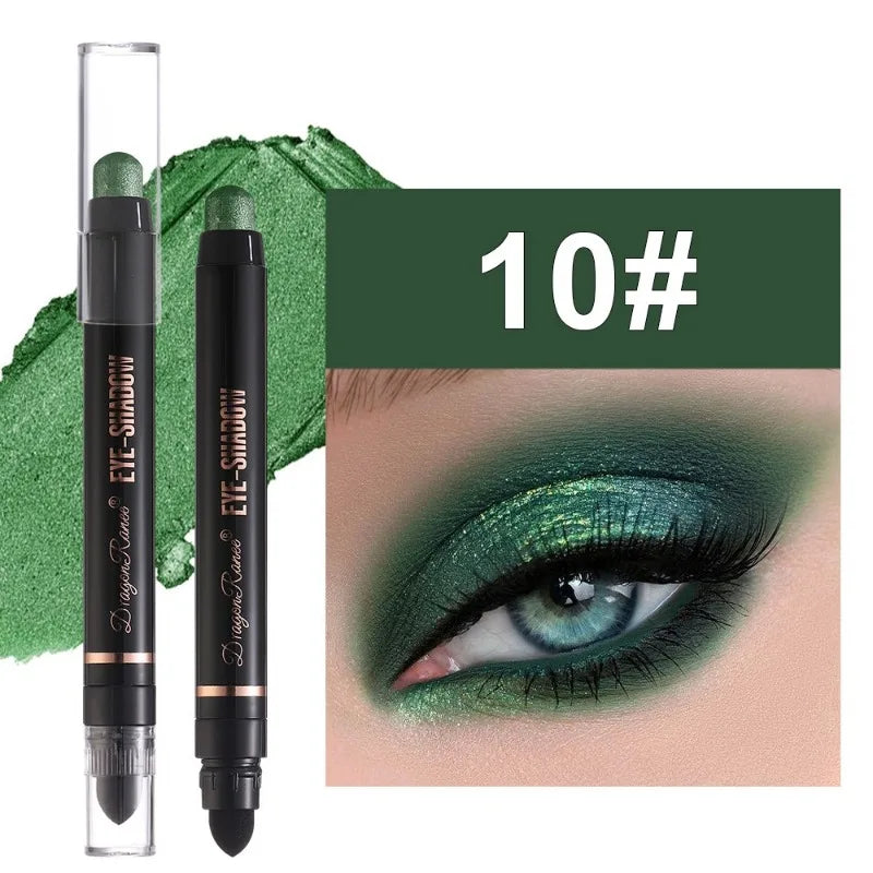 12-color Double Tip Eyeshadow Pen Set Metallic High Gloss Smudger Brighten Eye Makeup Pencil Shining Brown Eye Shadow Cosmetics