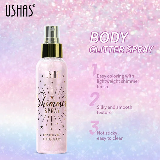 Liquid Highlight Spray Body Face Waterproof Shimmer High Gloss Illuminator Glitter Bronzer Longlasting Brightens Makeup