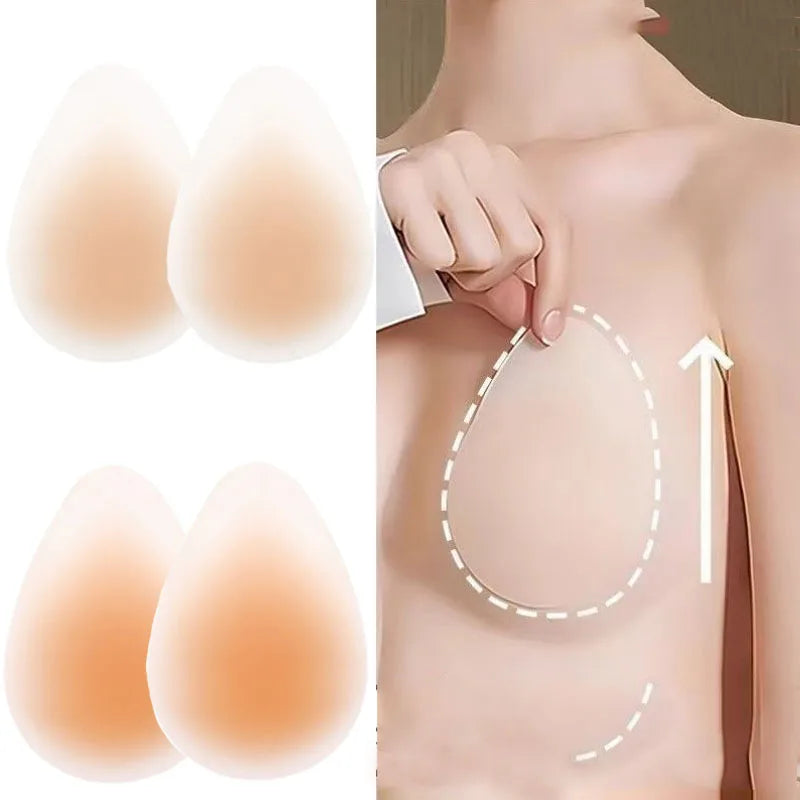 Silicone Seamless Waterdrop Nipple Cover Invisible No Glue Sticky Bra Sticker Thin Nubra Stickers Lifting Breast Pads Pasties