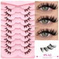 Veltrinay Natural Half Lashes Cat Eyelashes Soft Wispy with Clear Invisible Band Reusable Faux Mink Eyelashes Makeup