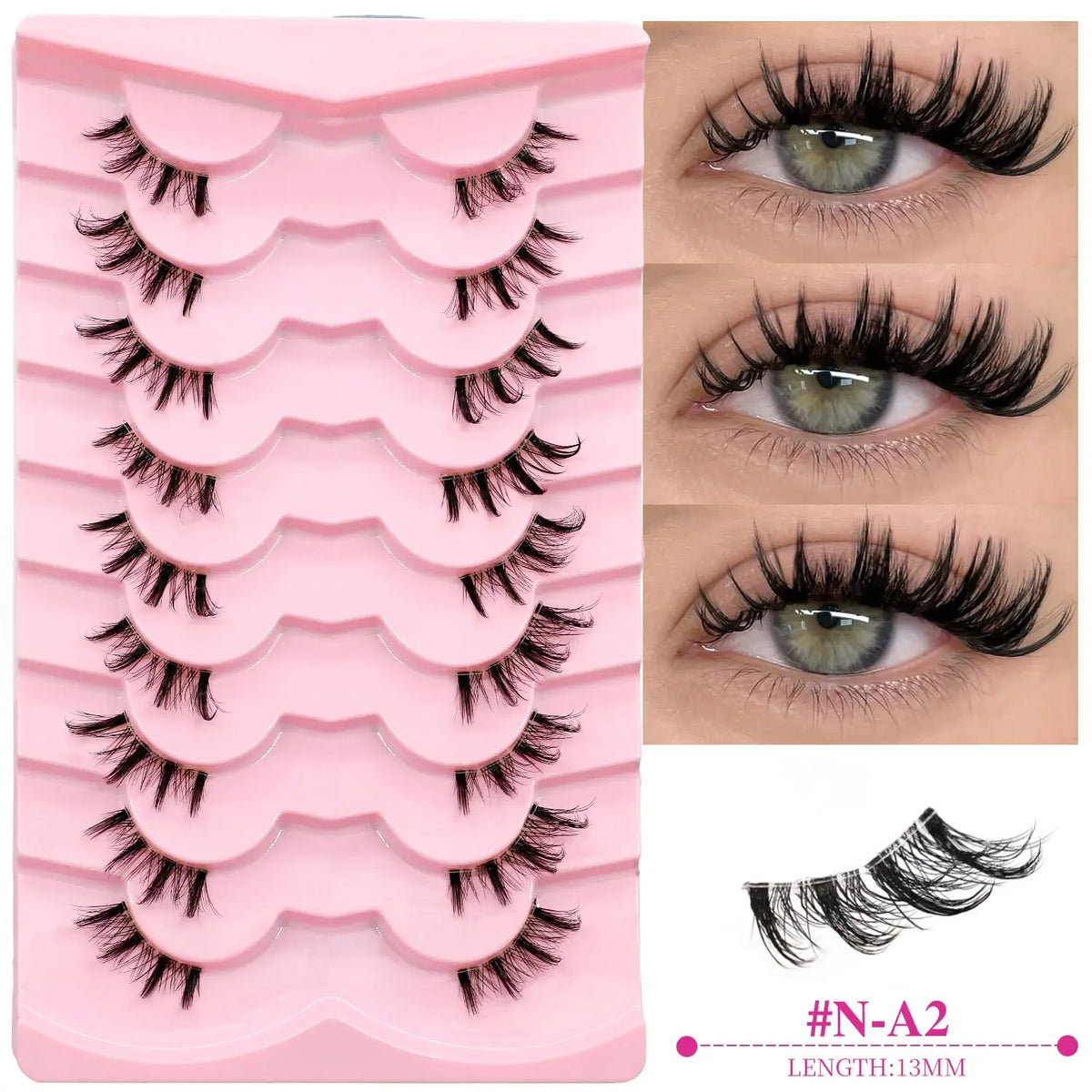 Veltrinay Natural Half Lashes Cat Eyelashes Soft Wispy with Clear Invisible Band Reusable Faux Mink Eyelashes Makeup