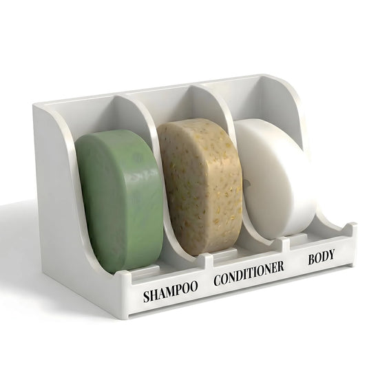 Soap Holder for Shower Wall, 3-Compartment Soap Dish,Fast Draining, Strong Adhesive for Long-Term Bathroom Use & Freestanding