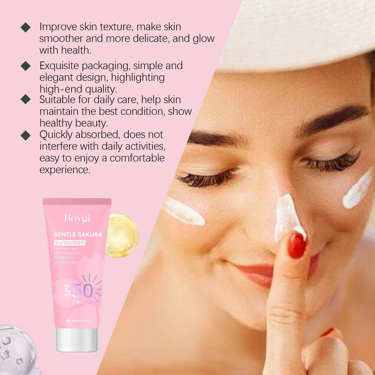 Cherry Blossom Sunscreen Cream Spf 50+ Long-Lasting Anti UV Anti-Aging Anti Oxidant Oil Control Non-greasy Waterproof Sunblock