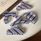 1pc Retro winter blue and brown striped hair claw, high-end niche back-of-head shark clip, minimalist elegant bun hair clip.