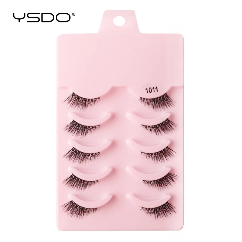 YSDO 5/10 Pairs Half Lashes Cat Eyelashes Soft Natural Clear Band False Lashes Natural Wispy Faux 3d Mink Eyelashes Makeup Tools