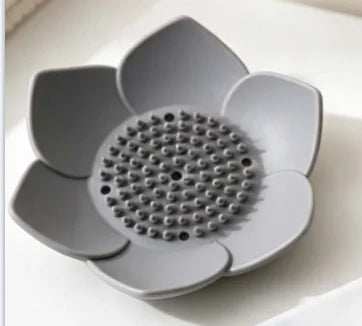 2Pcs Lotus Design Silicone Soap Holder with Drain, Drainage Soap Box, Portable Bathroom Shower Soap Storage Accessory