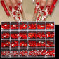 1 box of multi -shaped 3D nail diamond kits -24 AB crystal gem grids, flat -bottom nail art accessories multi -style nail suppli