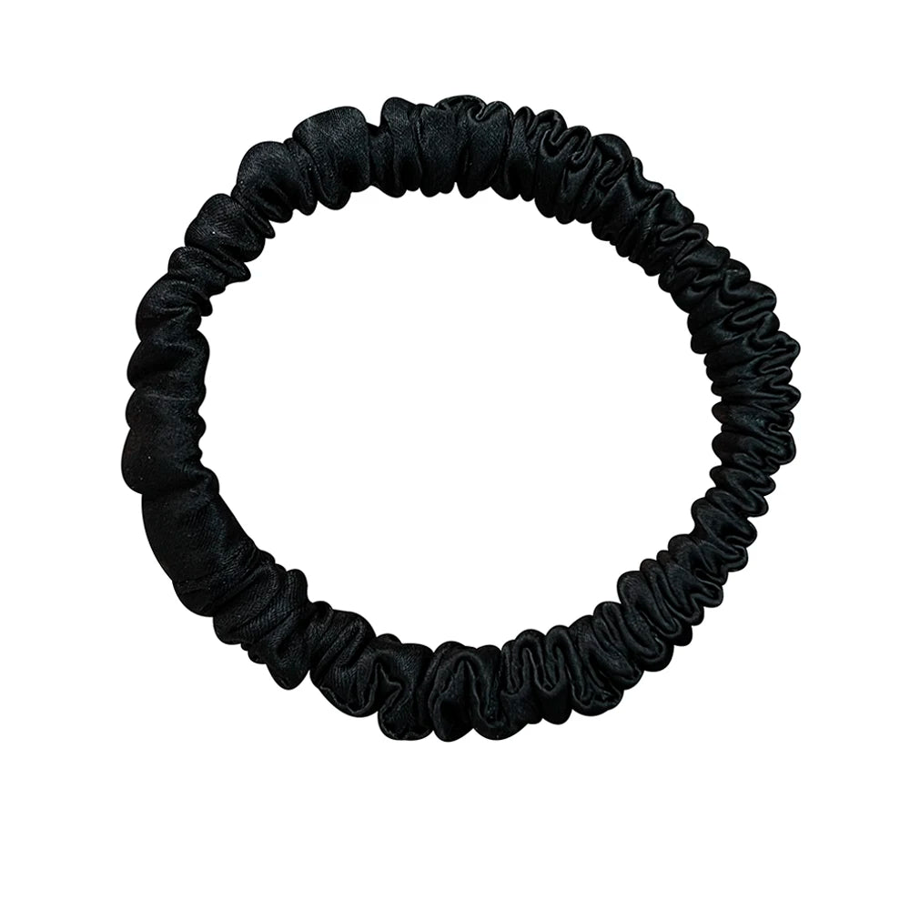 100% Real Mulberry Silk Skinnies Scrunchies Hair Bands Ties Gum Elastics Ponytail Holders No Damage for Women Girls 22 Momme 1CM