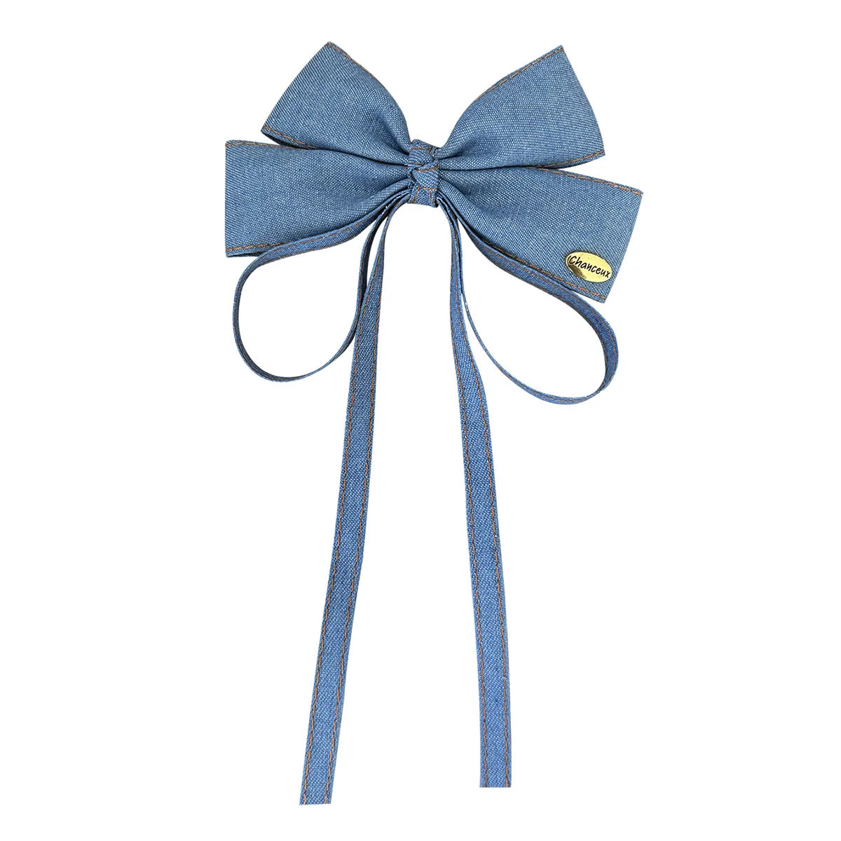 Vintage Denim Blue Hair Bow Clip Long Ribbon Hairpins Barrettes Headwear For Women Girls Accessories Wedding Jewelry Hair Ties