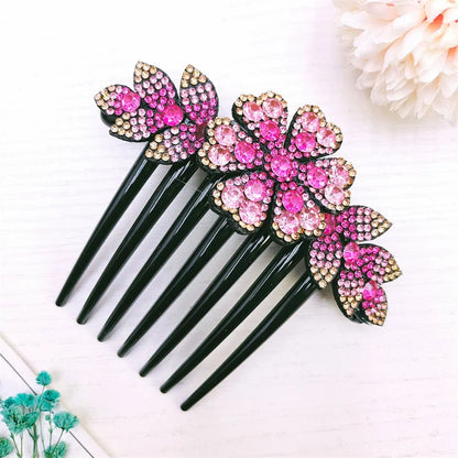 Crystal Rhinestones Flower Hair Combs Clip Vintage Hairpins Bridal Wedding Headdress Women Hair Accessories Disk Headwear Bnads