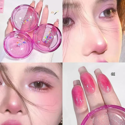 Violet Jelly Blusher Shining Color Changing Blush Face Makeup Glitter Blue Purple Tint Cheek Color Lasting Natural Rouge Cream