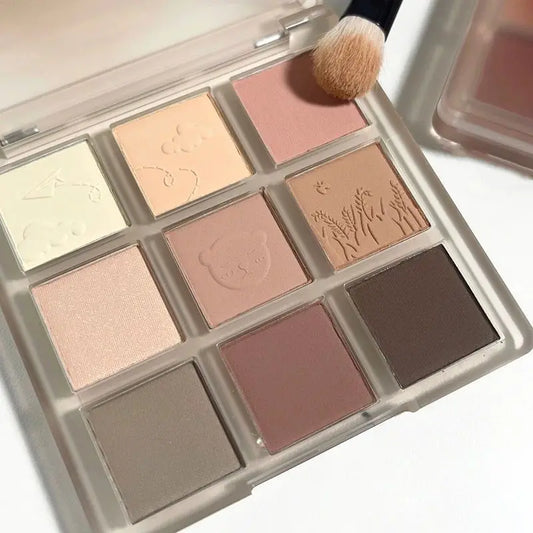 Oat Milk Coffee Earth Tone Eye Shadow Low-saturation Matte Highlight Powder Blusher Contouring Palette Nine-color Eye Shadow