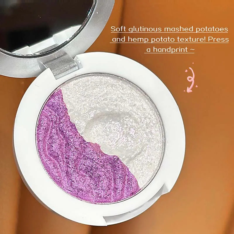 3 Colors Two-tone Glittering highlighter Pressed Powder Pearlescent Smooth Delicate High-Gloss, Soft Mashed Potatoesand Texture