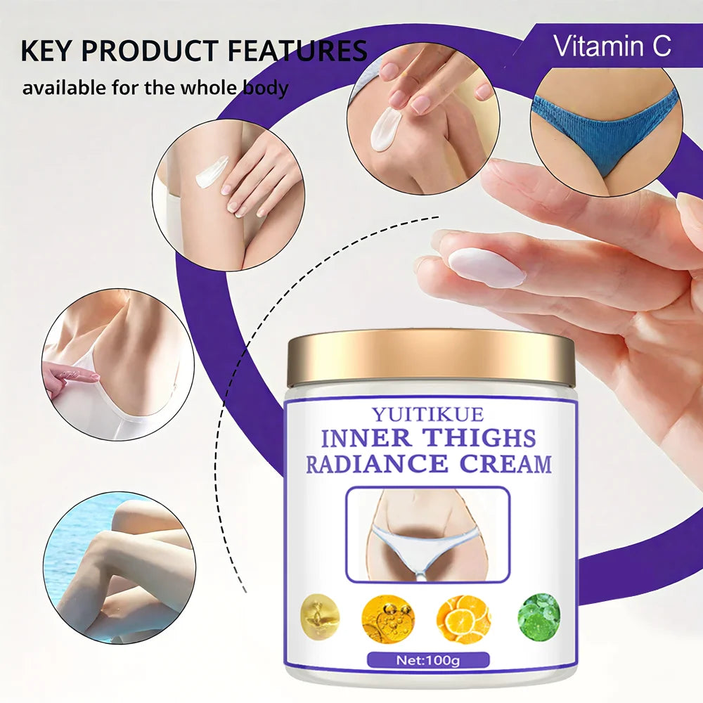 YUITIKUE Vitamin C Body Brightening Cream 100g - for Inner Thighs, Underarms & Private Areas, All-Over Radiance