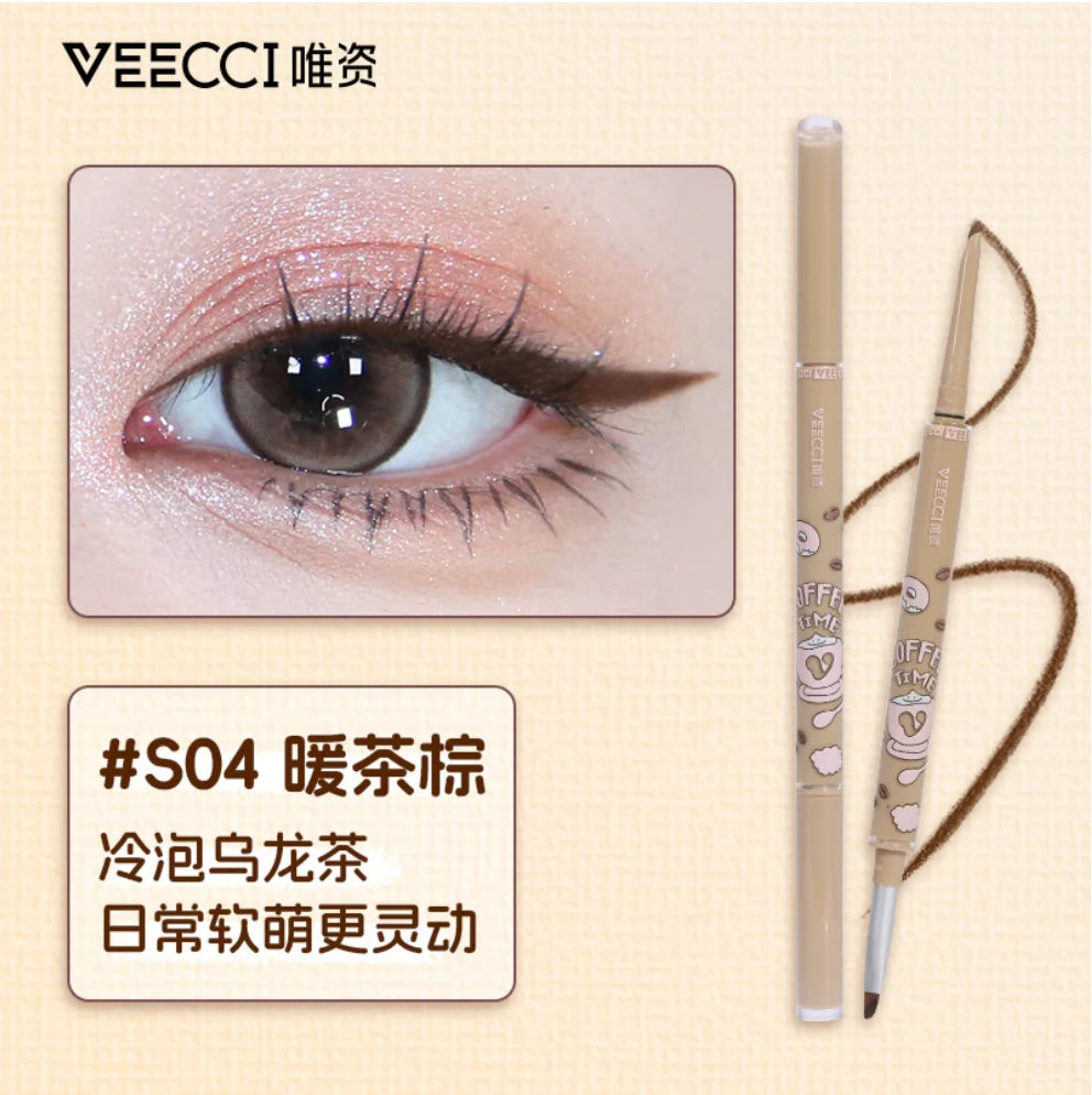 VEECCI Eyeliner Pencil Double-ended Built-in Blade Brush Color-locking Long-lasting No Smudging 50mg Eye Makeup Cosmetics