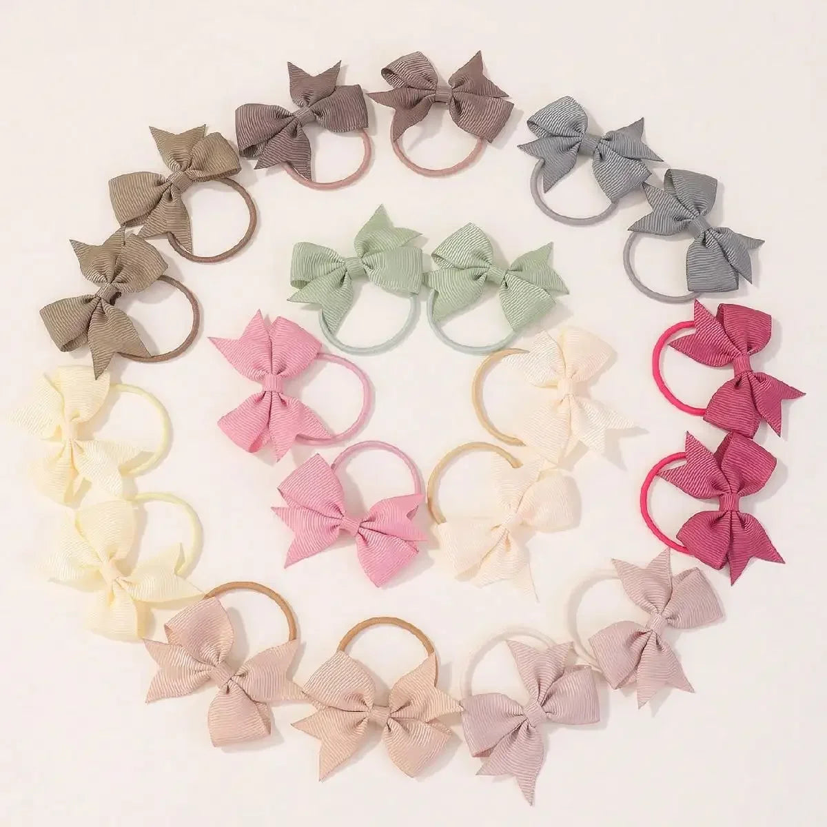 20Pcs/set 2.1inch Lovely Bowknot Hairband Ribbon Head Rope for Girls Boutique Headwear Kids Hair Accessories Gifts Wholesale