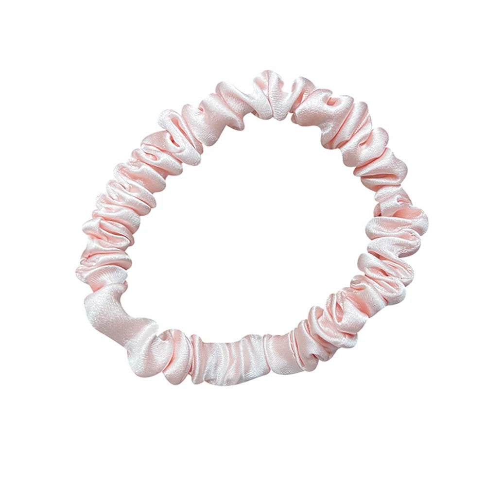 100% Real Mulberry Silk Skinnies Scrunchies Hair Bands Ties Gum Elastics Ponytail Holders No Damage for Women Girls 22 Momme 1CM