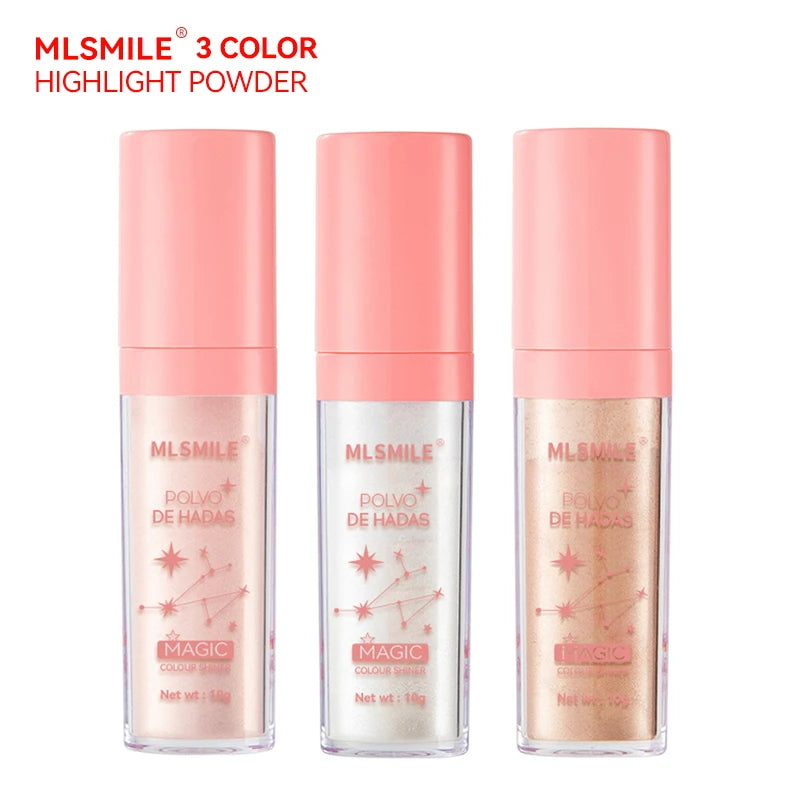 3 Colors Glitter Powder Highlighter Makeup Body Brightens the Natural Face Blusher Fairy Highlight Patting Powder