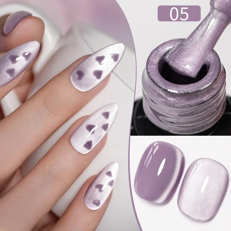 7.5ML Black Cat Eye Magnetic Glitter Gel Nail Polish Ultra-Bright Black Shine Long-Lasting Soak Off UV Nail Art Varnish Manicure