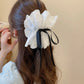 Fresh Acrylic Fabric Flowers Hair Claw Clip for Women Elegant Bow Lace Imitation Pearls Hair Scratch Sweet Hair Accessories B1