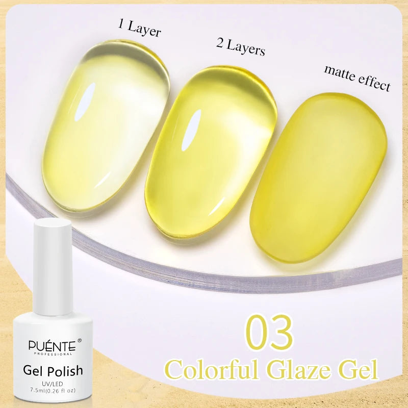 PUENTE Pearl Color Builder Nail Gel Polish Hema Free Shell Thread Glitter Nail Extension Semi-Permanent Construction Gel Varnish