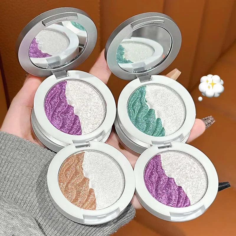 Dual Color Liquid Sand Highlighter Sparkle Mashed Potatoes Texture High Shine Face & Eye Glow Long Lasting Gloss Makeup Cosmetic