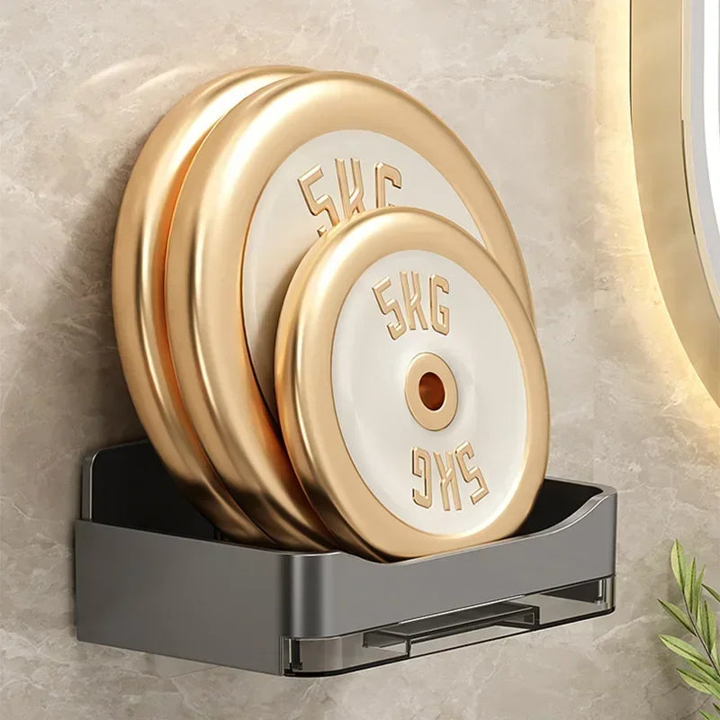 Bathroom Free-Punching Wall Mounted Soap Holder Soap Sponge Holder Organizer Double Drainage Soap Dish Bathroom Accessories