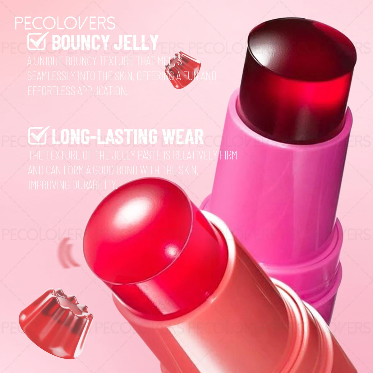 1PC Jelly Blush Stick - Lip & Cheek Dual Use, Easy Contouring, Longwear, Smudge-Proof, Natural Flush, Lightweight