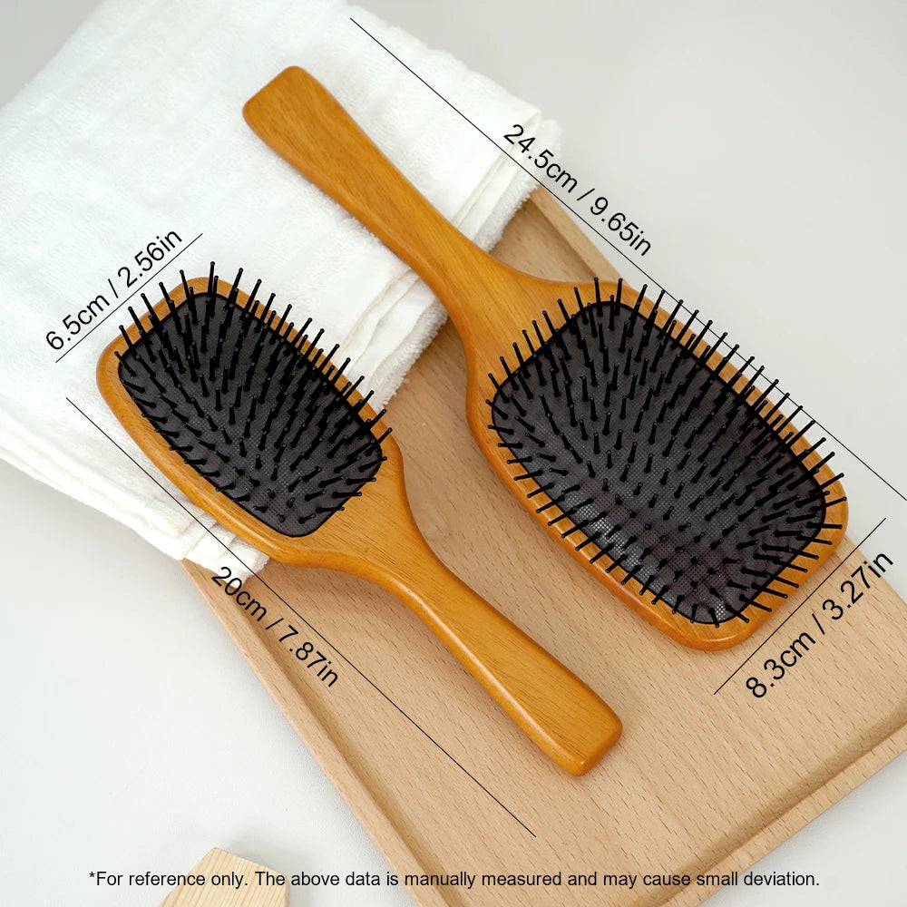 Wooden Paddle Hair Brush Set Scalp Massage Anti －static Detangling for All Hair Types Daily Styling & Grooming