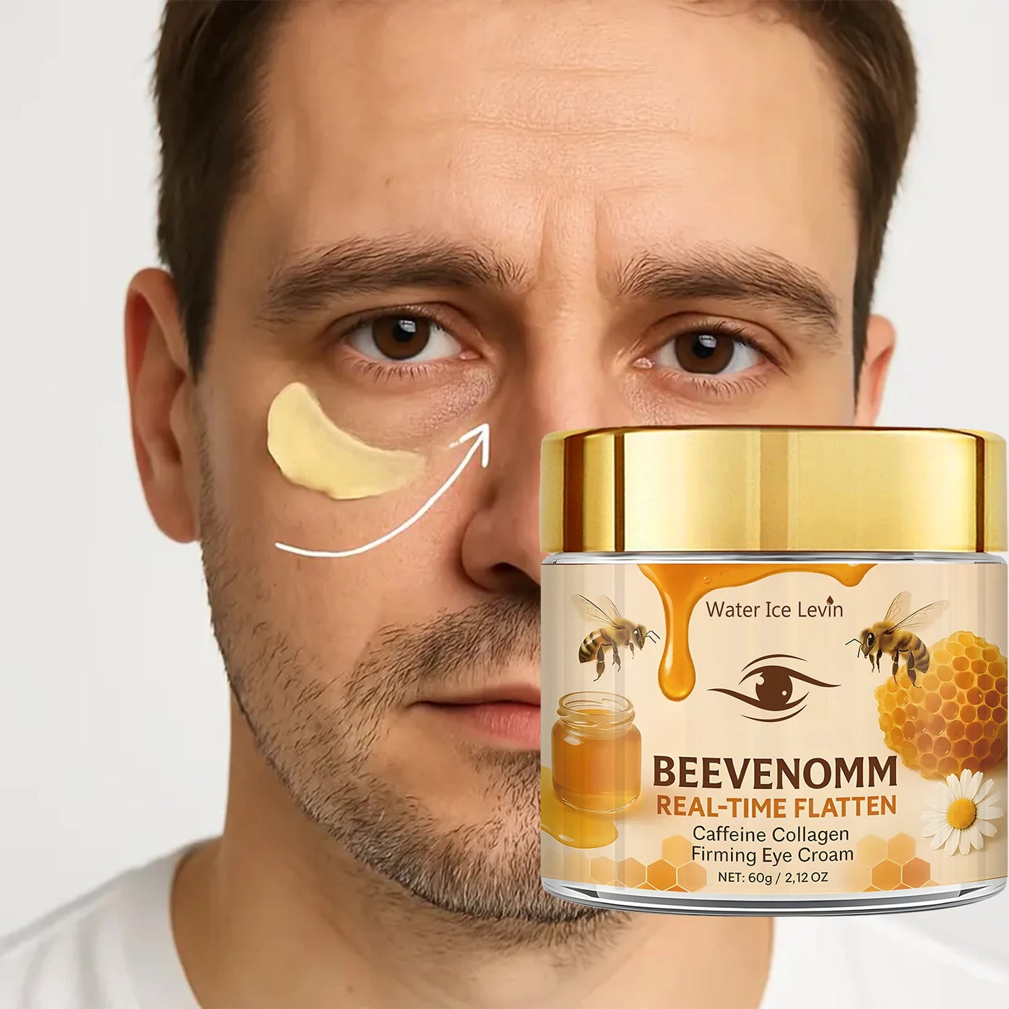Bee Venom & Caffeine Firming Eye Cream - Collagen & Hyaluronic Acid Formula to Reduce Dark Circles, Wrinkles & Revitalize Skin.