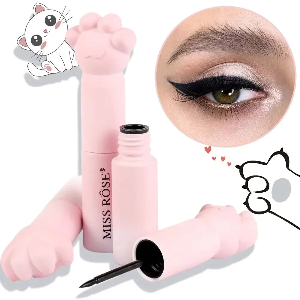 Pink Cat Paw Black Liquid Eyeliner Pen Fast Drying Long-lasting Smudge Proof Makeup Holding Premium Eye Liner Pen Eye Cosmetics