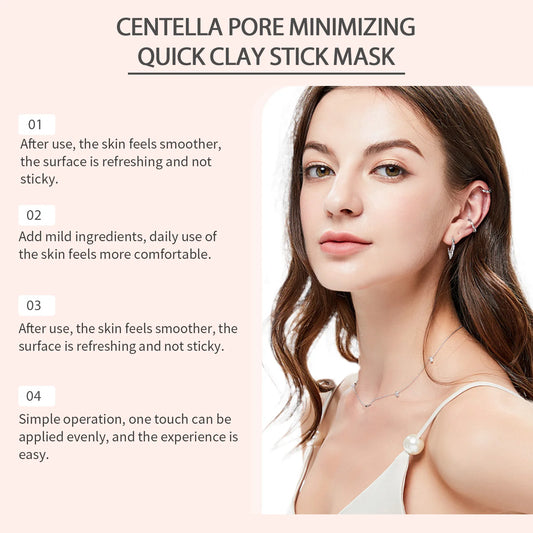 Centella Clay Stick Mask Deep Hydration Pore Minimizing Soothing Whitening Facial Care Fast Convenient Exfoliating Beauty Pink