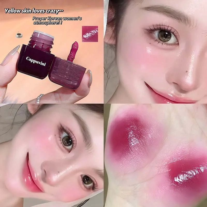 1/2Pcs Mini Sweet Monochrome Liquid Blusher Moisturizing Mirror Blush Liquid Brightening Natural Rouge Korean Cosmetic Makeup