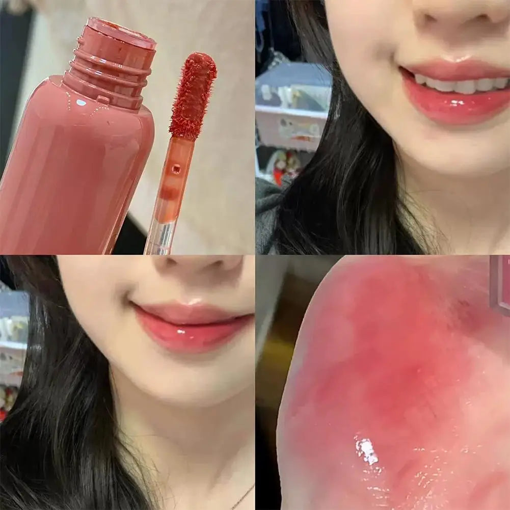 Tulip Pink Lip Glaze Mirror Water Lip Gloss Moisturizing Liquid Lipstick Long-Lasting Shiny Lip Gloss Student-Friendly Cosmetics
