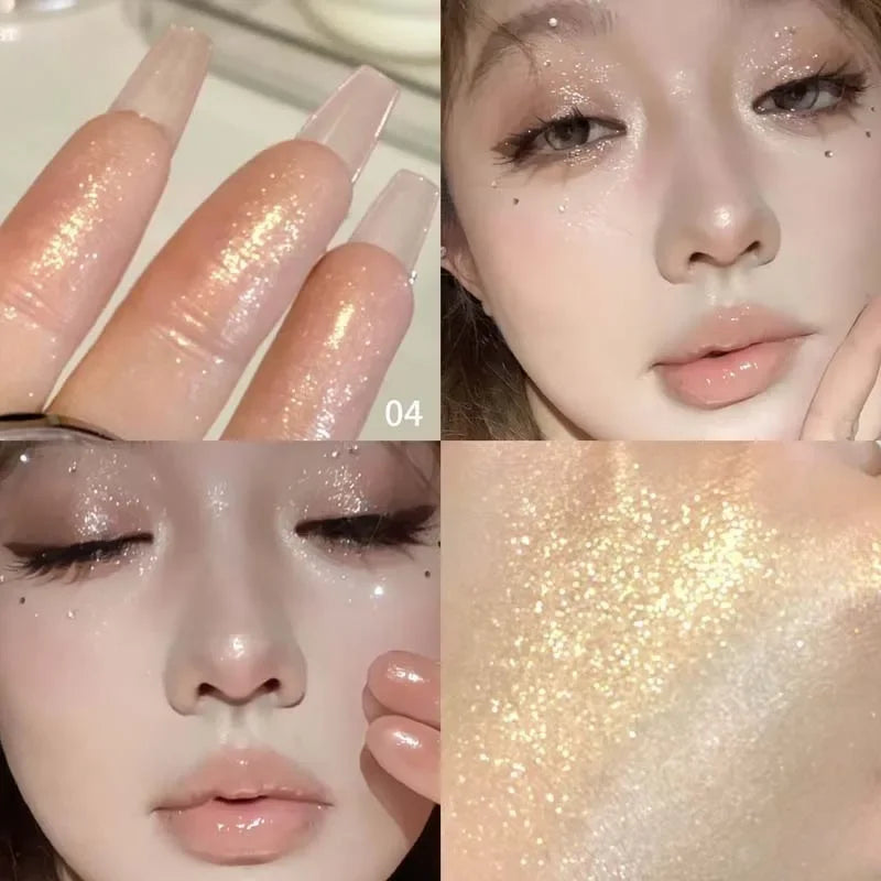 Pearlescent Eyeshadow Gel Glitter White Gold Black Wet Eyes Shadow Highlighter Monochrome Metallic Pearl Eye Pigments Cosmetics