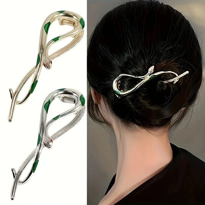 1pc Zinc Alloy Rhinestone Snake Hair Ornament, Retro Elegant High-End Hairpin, Four Seasons Personality Versatile Headwear, Suit