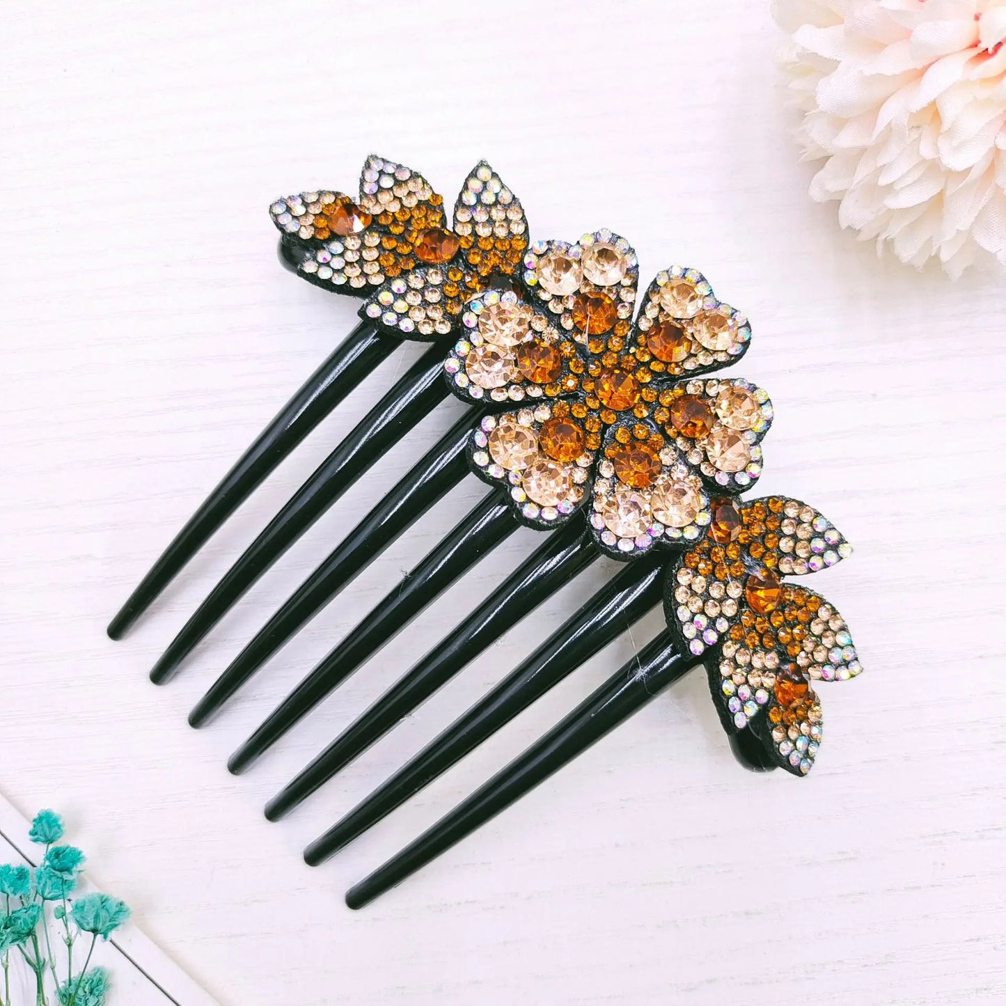 Crystal Rhinestones Flower Hair Combs Clip Vintage Hairpins Bridal Wedding Headdress Women Hair Accessories Disk Headwear Bnads