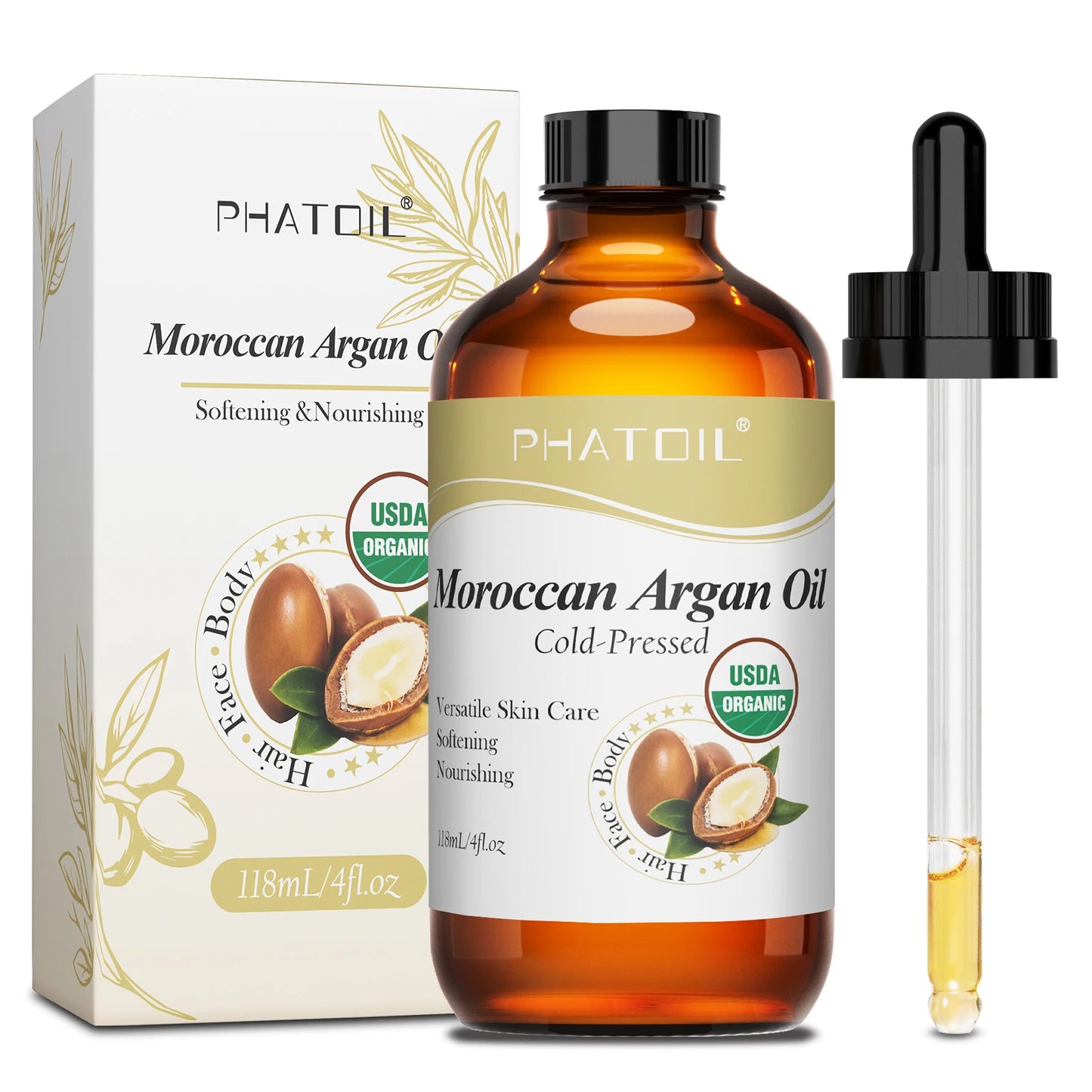 PHATOIL 236ml/118ml Organic Castor Oil,Cold Pressed Unrefined Essential Oil For Hair Care Eyelash & Nail Growth Moisturizes Skin