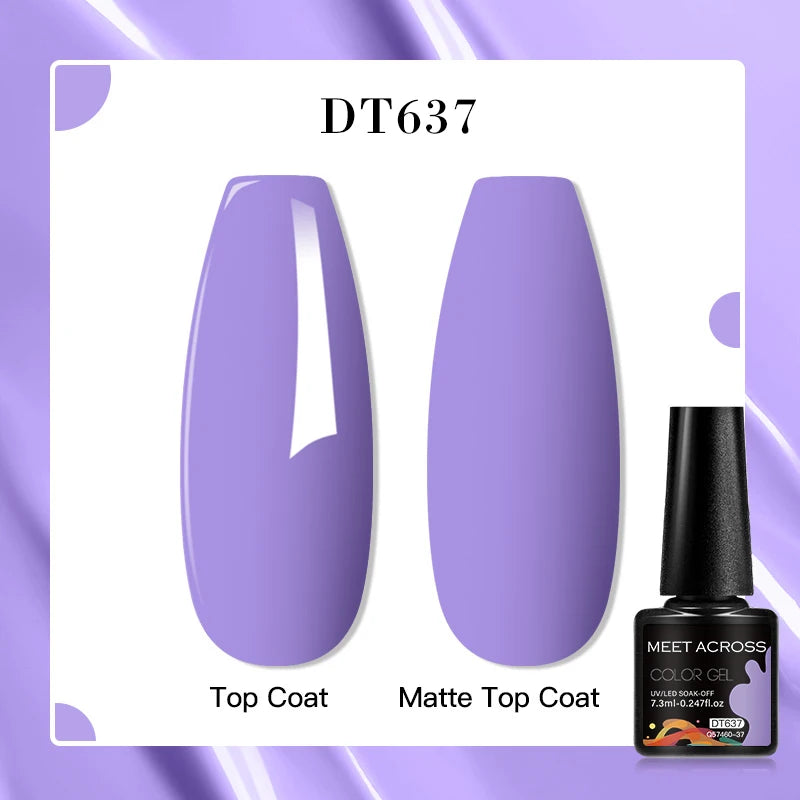 MEET ACROSS 160 Colors 7.3ml Gel Nail Polish Vernis Glitter Sparkly Semi Permanent Soak Off LED UV Gel Varnish Nail Art Manicure